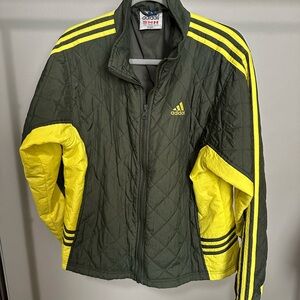 Adidas Olive and Yellow Quilted Jacket